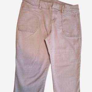 Pink high-waisted straight leg jeans in a size UK 10